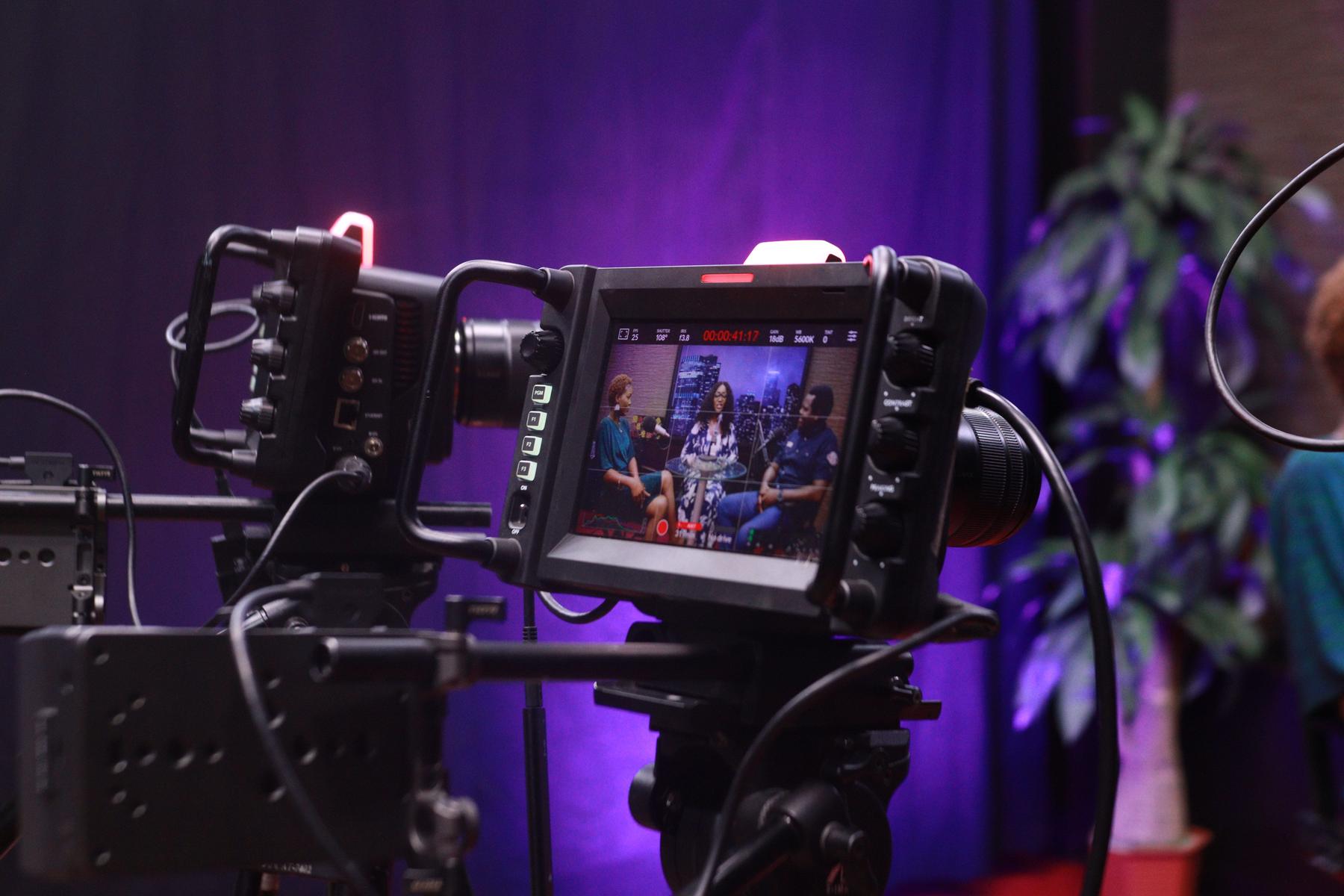 Studio camera and monitor feed on a television shoot — NOVA LIVE